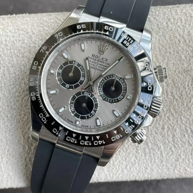 top-tiersuper cloneC factory Rolex new gray plate white goldDaytona4130movement men's watch side view