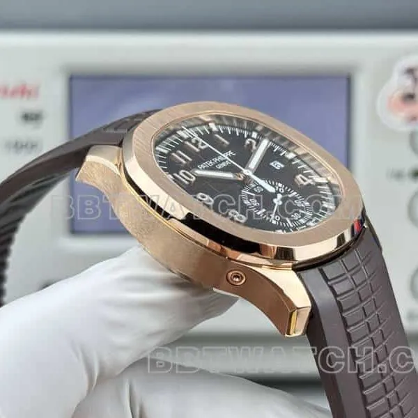 collectible watch Patek PhilippeP1 factory grenade brown disk mechanical brown rubber model 5968front live photo