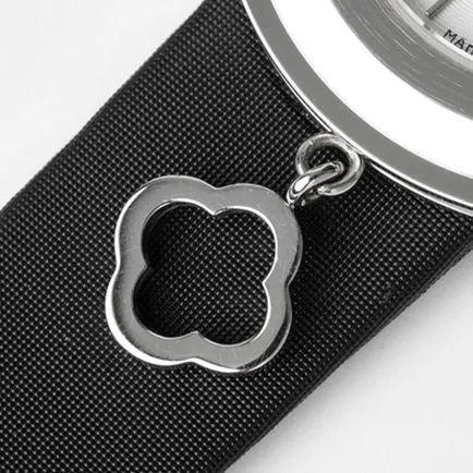 top-tier Van Cleef & Arpels women's white dial black belt quartzleather strap watch back cover picture