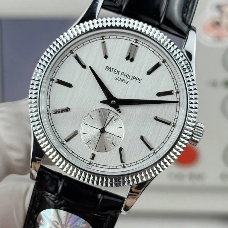 Patek Philippe collectible watch SDF factory classic silver gray plate nail pattern ring 39mmleather strap caseback live photo