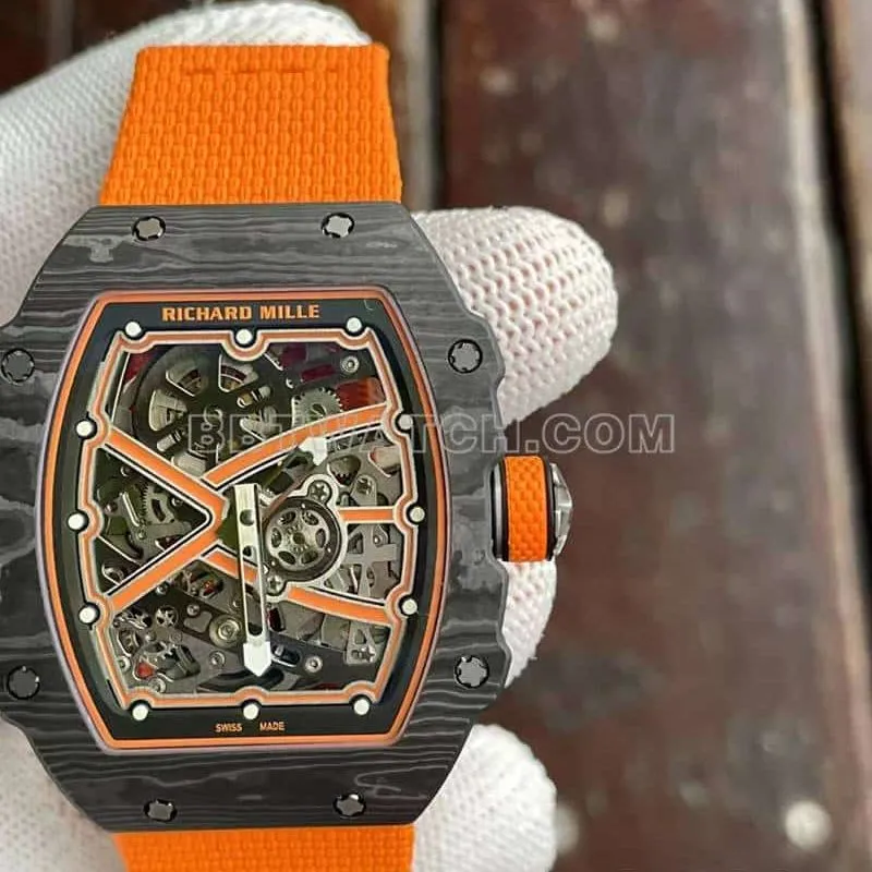 Richard Mille men's top-tier 1:1super hollow plate orange RM67-02front live photo