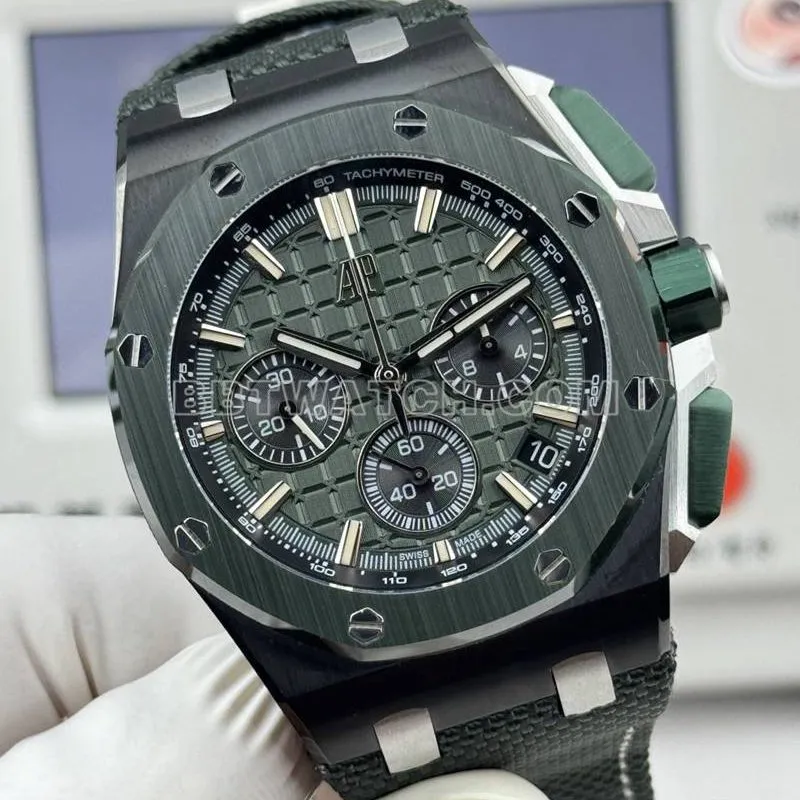 Audemars Piguet watch LS factory Royal Oak offshore type 43MM green dialchronograph mechanical rubber model 26420caseback live photo