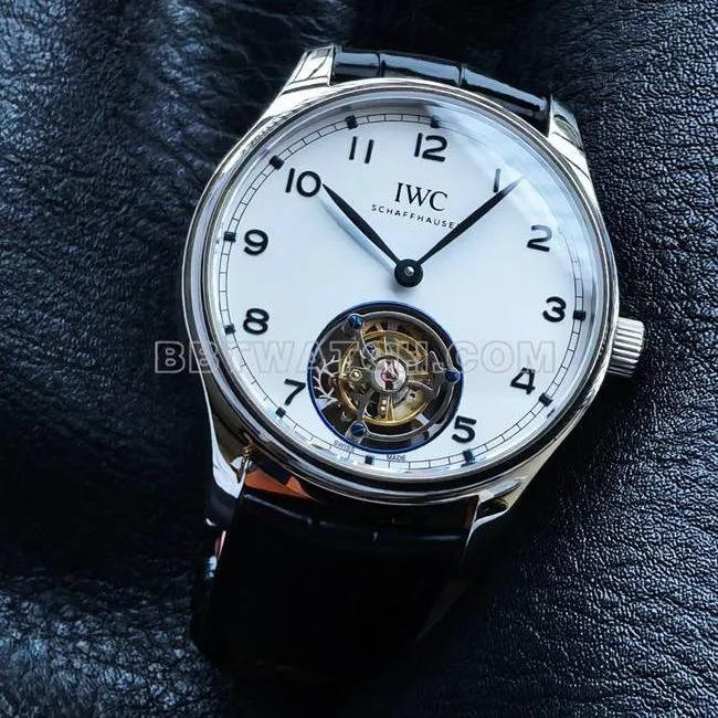 collectible watch tur factory IWC portugal rose goldwhite dialtourbillonfront live photo