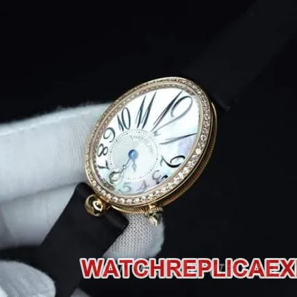 ZF Factorytop-tier watch Breguet Naples ladies' watchwhite dial black belt diamond-set mother-of-pearl full automatic movement watch movement picture