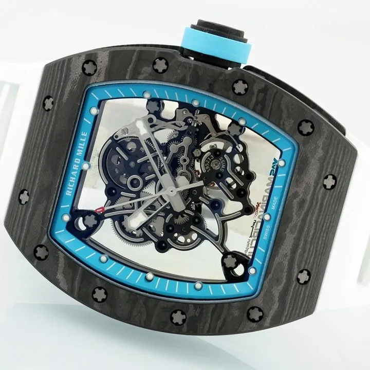 APSRichard Milletop-tier 1:1high-quality carbon fiber case white rubber model RM055side live photo