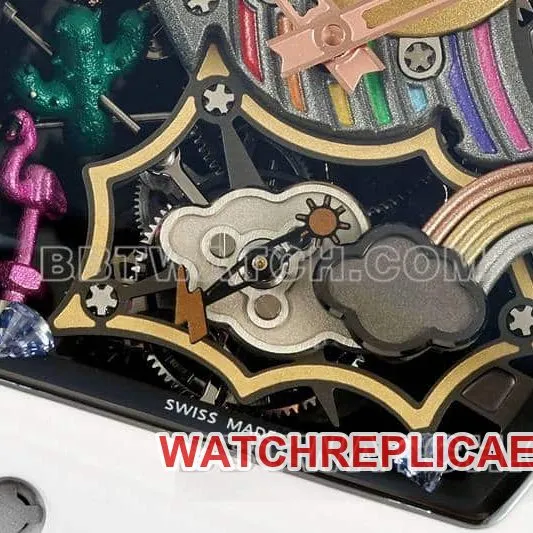 Richard Mille Men's Top Smiley Tourbillon White Case White Belt RM 88 Back Actual Photo