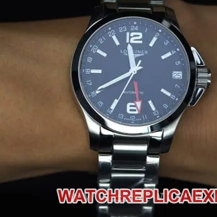 Longinestop-tier watch black dialsteel bracelet Concas four-pin simple and elegant men's fully automatic movement watch weight chart