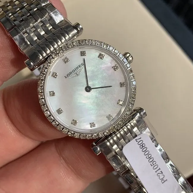 top-tier watch Longines women's white dialsteel bracelet casual fashion ladies Jialan series quartz watch clasp picture