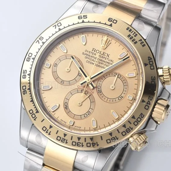Factory C Rolex Daytona1:1super gold disc gold steel bracelet model m116503-0003front live photo