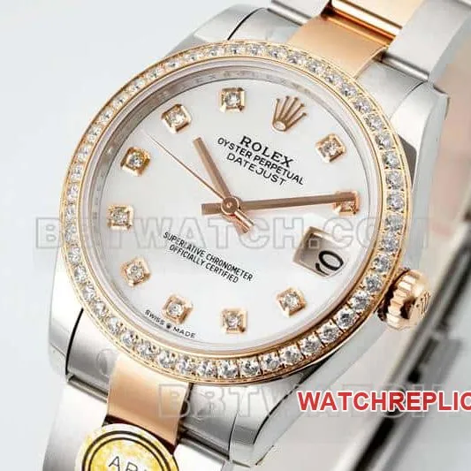 ARF FactoryRolex log top-tier 1:1super diamond bezel31mm gold three-lattice chain link278381braceletlive photos