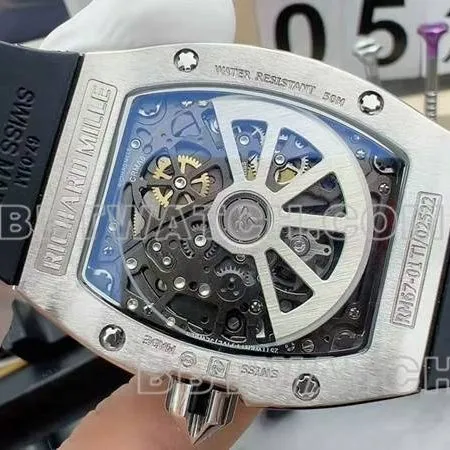 Richard Mille Skeletonized Dial Mechanical Rubber Model RM 67-01 Back Actual Photo