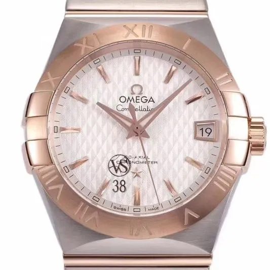 Omega temperament model vs Constellation high-quality temperament model 8500 mechanical watch white dialrose goldclasp picture