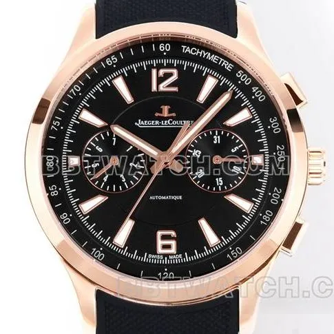collectible watch Beichen Jaeger-LeCoultrerose goldblack dial mechanical black rubber bracelet live photos
