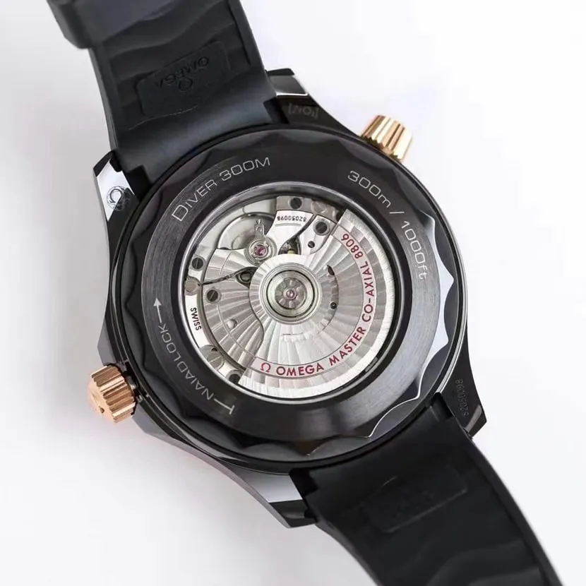 OM FactoryOmegaSeamaster300 black ceramictop-tier watch rose gold thickness