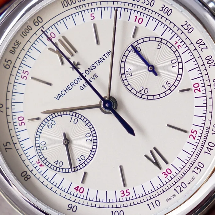 top-tier watch Vacheron Constantin men's white dial1955 series leather strap watch side view