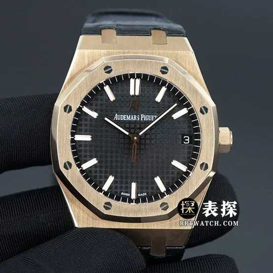 APS factory Audemars PiguetRoyal Oak15500top-tier 1:1super watch men's black dialleather strap picture and price wearing live photos