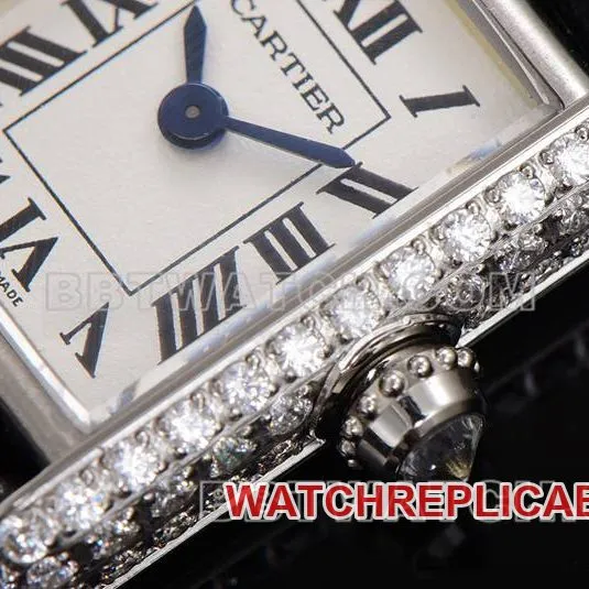 Cartier1:1replica watch F1 factory tank white dialdiamond bezelleather strap model front live photo