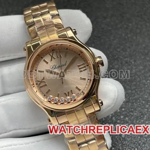 watch YF factory ChopardHAPPY SPORTrose gold plate 2892 mechanical side live photo