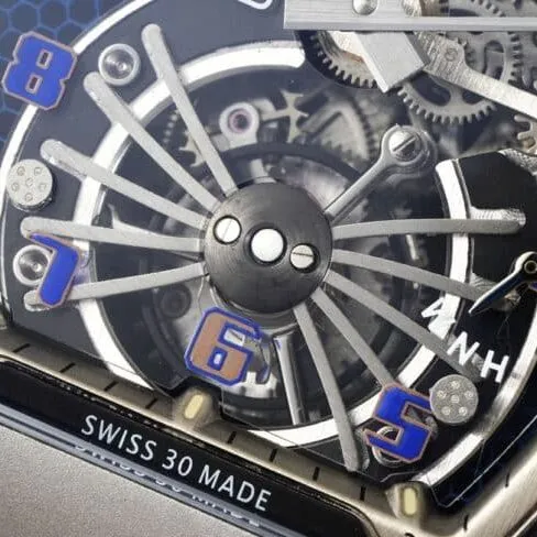Factory fine imitation Richard Mille black steel RM 21-01 aerodynamic tourbillon watch light wear-resistant carbon fiber and 5N red gold material buckle figure