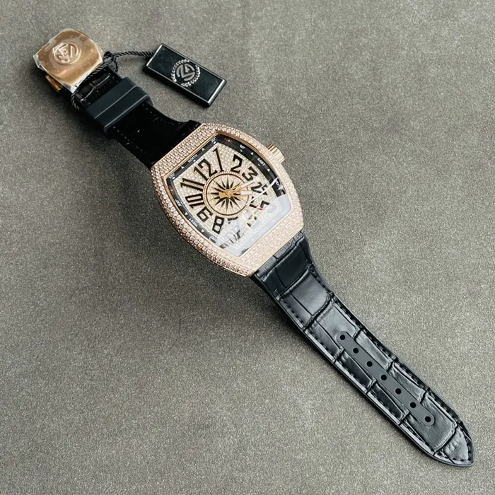 top-tier watch Frank Muller men's gold plate V45 SC DT series full automatic movement watch back cover picture