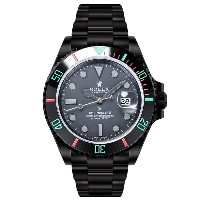 top-tier watch Rolex men's black dialsteel bracelet watch clasp picture