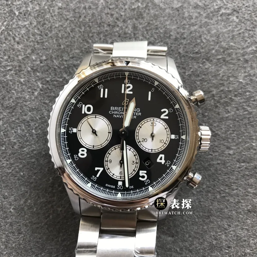 BL factory Breitling legendary aviation top-tier watch men's black panda plate steel bracelet model pictures and prices caseback live photo