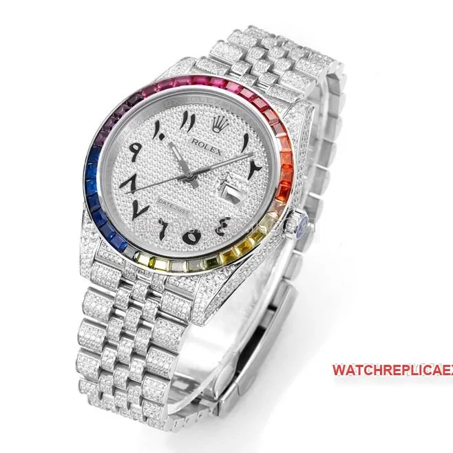 MS factory Rolex log 1:1top-tier replica2024 new full diamond plate Middle Eastern digital time scale clasplive photos