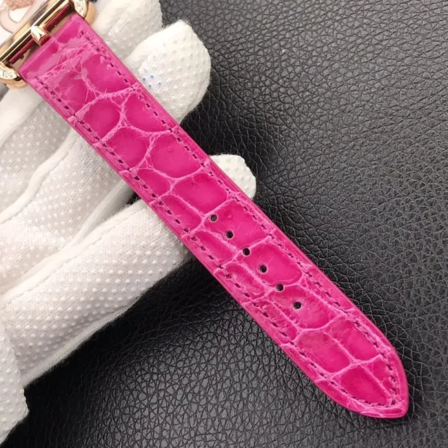 YF factory top-tier watch Hermès women's white dial pink belt quartzleather strap watch back cover picture