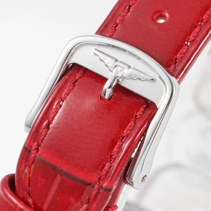 top-tier watch Longines women's white dial Dai Zhuowina series leather strap watch side view