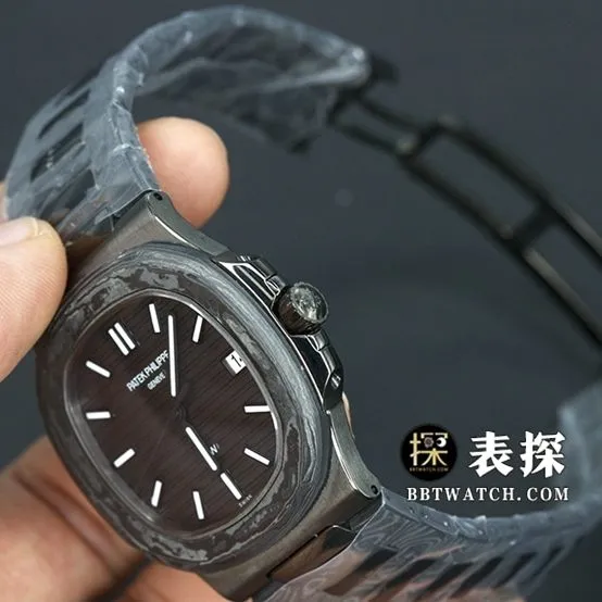 DiWPatek Philippe sporty and elegant watch black dial white needle steel bracelet model pictures and prices caseback live photo