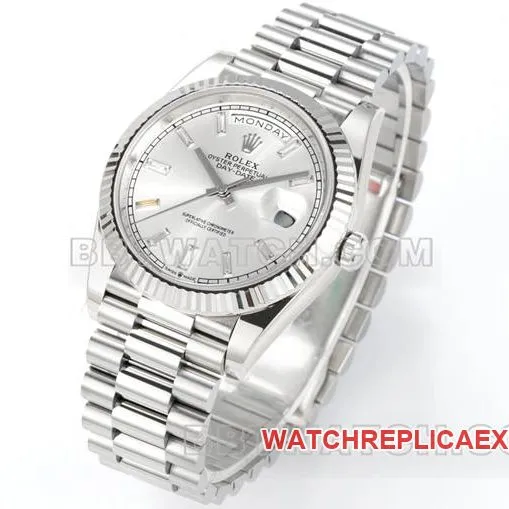 collectible watch PPM factory RolexDay-Date mechanical silver dialfront live photo