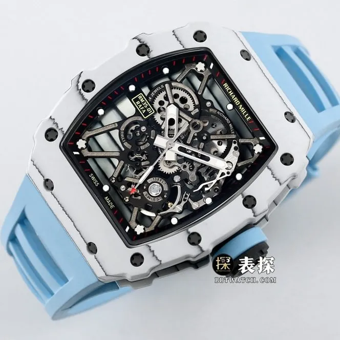 BBR RM 35-01Richard Mille1:1replica watch men's black dial blue rubber front live photo