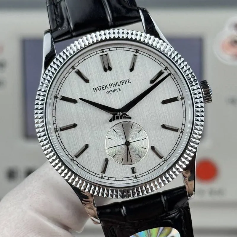 Patek Philippe collectible watch SDF factory classic silver gray plate nail pattern ring 39mmleather strap model braceletlive photos