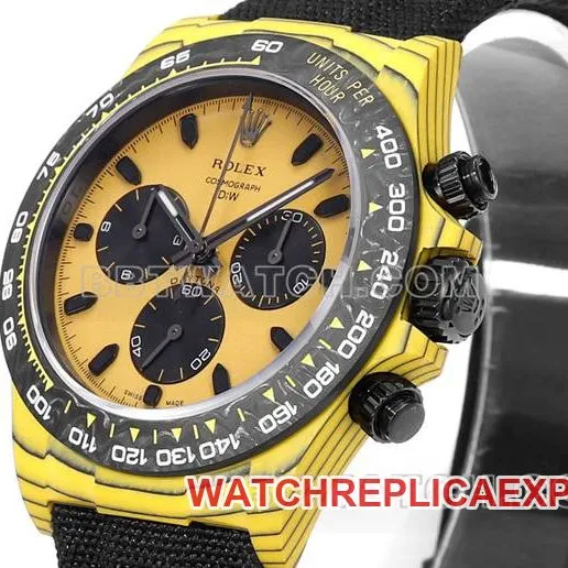 collectible watches TW factory Rolex Daytona yellow disk yellow case black nylon strap back actual photo