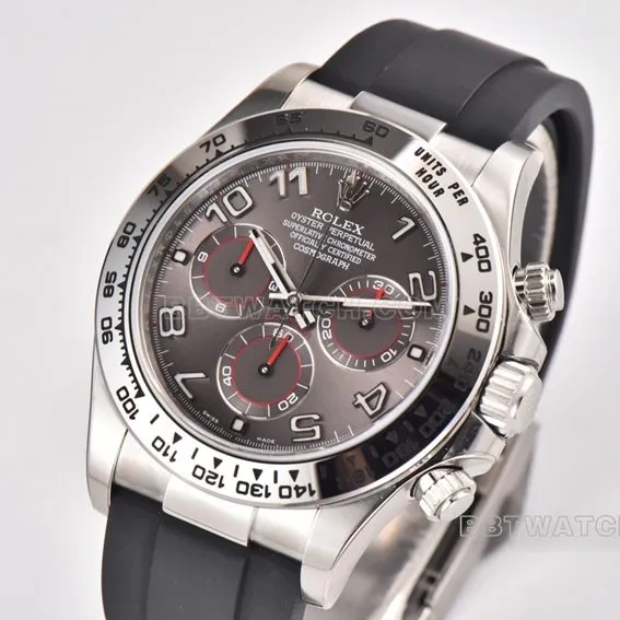 Factory C Rolex Daytonatop-tier 1:1high-quality replicawhite gold gray magic rubber model 116519-0104braceletlive photos
