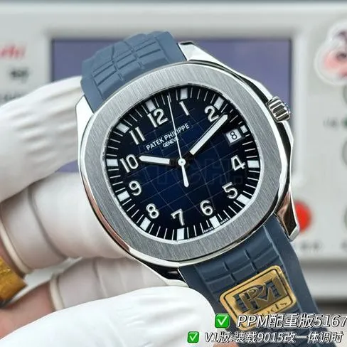 PPM factory 1:1replica watch Patek PhilippeAquanautblue dialclasp live photos