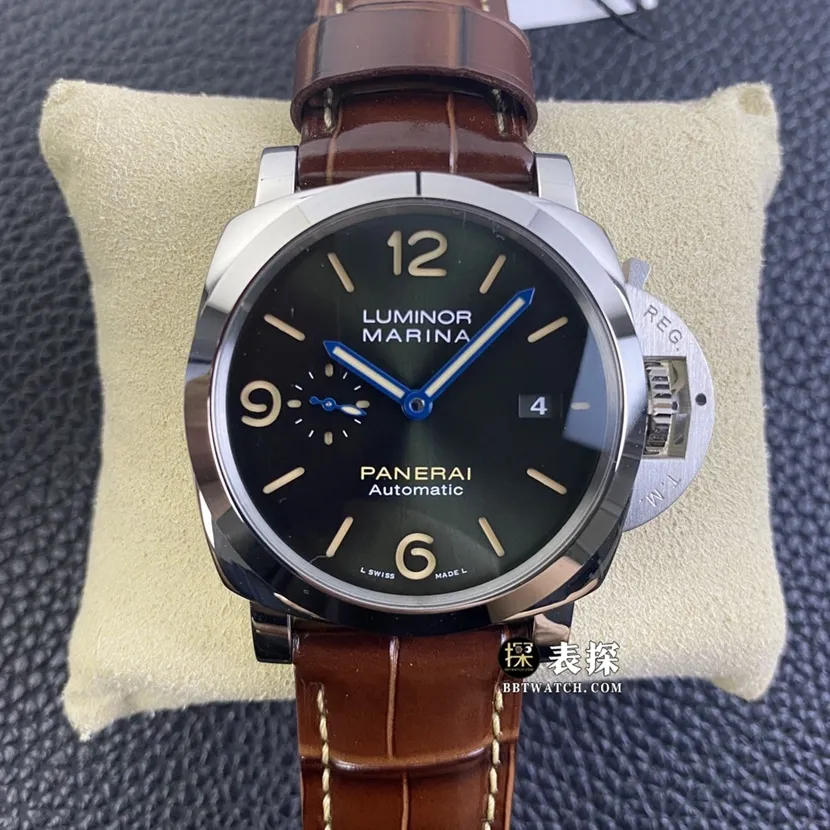 SBF factory Panerai Lumino PAM011161:1super watch men's olive green dialleather strap picture and price front live photo