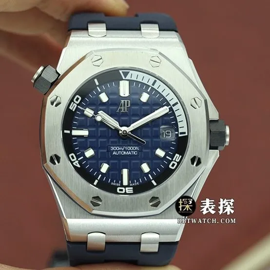 ZFAudemars Piguet men's Royal Oak offshore top-tier watch sea blue dial rubber model 15720ST.OO.A027CA.01side live photo