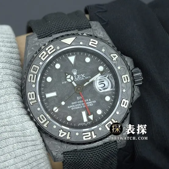 VS FactoryRolex1:1top-tier watch men's carbon fiber leather strap model pictures and prices caseback live photo