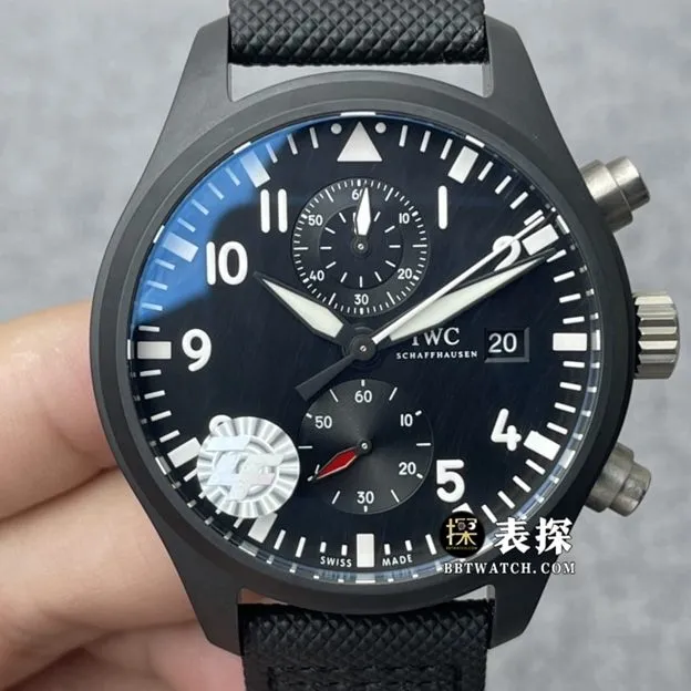 ZF FactoryIWC watch flight IW389001top-tier watch men's black dialleather strap model pictures and prices side live photo