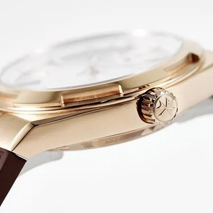 8F factory top-tier watch Vacheron Constantin men's white dial brown belt Across the World series mechanical watch front view