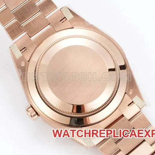 watch Day-DatePPM factory Rolex mechanical brown dial Roman numerals rose goldside live photo
