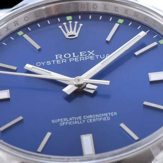 Rolextop-tier watch Oyster Perpetual series men's mechanical blue dialsteel bracelet watch clasp picture