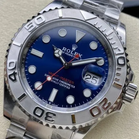top-tier replicaC factory Rolex blue dial yacht series 3235movement904 stainless steel watch clasp picture