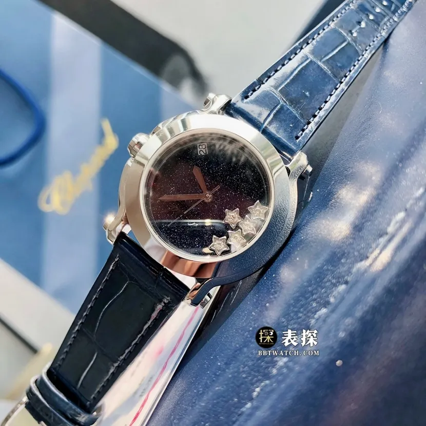 Chopard women's starry sky inner diamond top-tier watch dark blue dialleather strap model pictures and prices side live photo