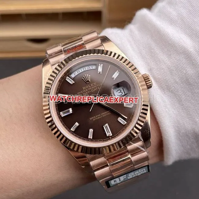 collectible watch QF factory RolexDay-Date coffee plate rose gold40mmclasplive photos