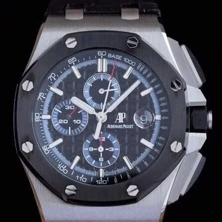Large factory high-quality replicaAPFblack dialAudemars PiguetRoyal Oak offshore 26400 capped leather strap picture