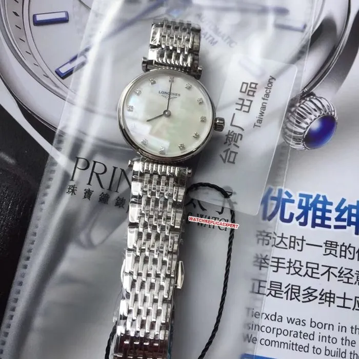 TW factory top-tier watch Longines women's white dialsteel bracelet Jialan series watch clasp picture