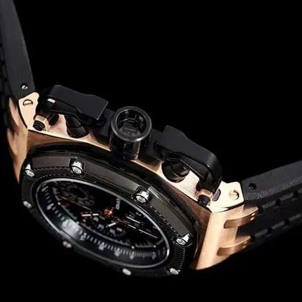 top-tier watch Audemars PiguetRoyal Oak offshore self-winding chronograph men's black dialrubber strap watch side view