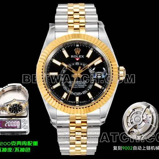 collectible watch RolexAR+ factory pilot black dial mechanical room gold caseback live photo